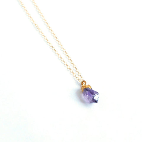 February birthstone necklace. Amethyst gold necklace. – Pink Vintage  Jewellery